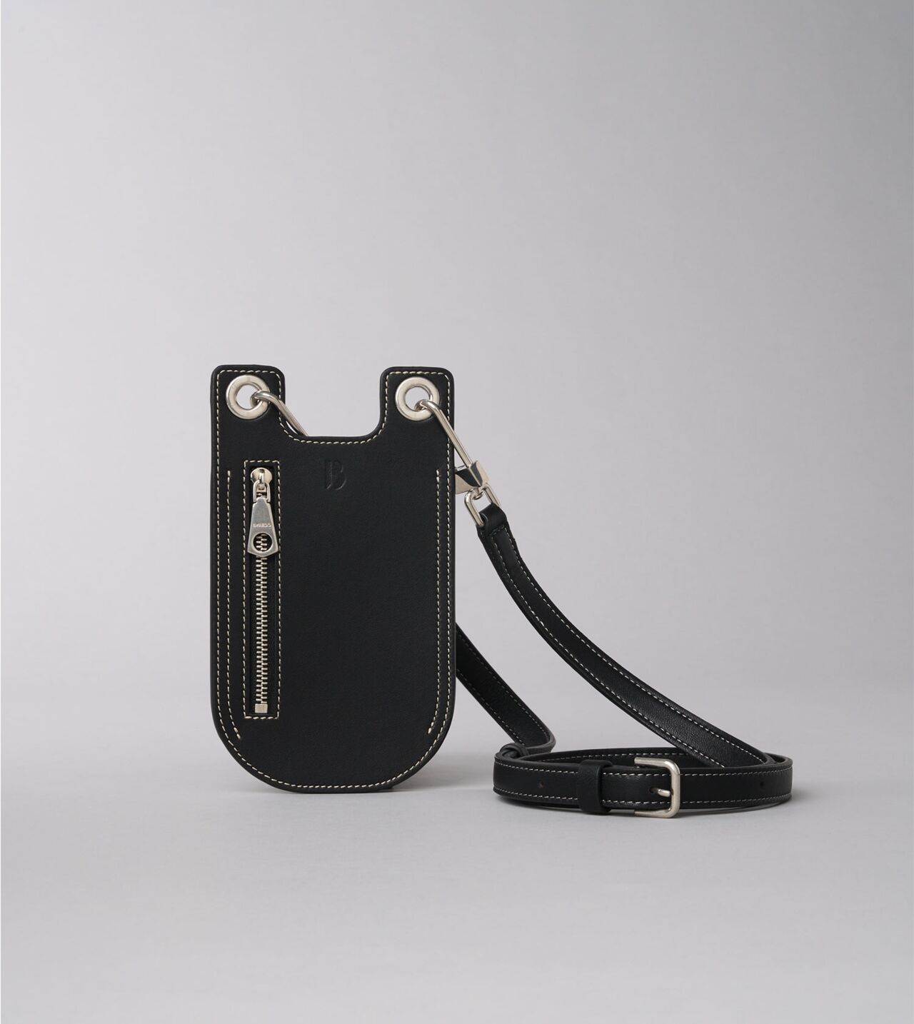 Phone Holder in Black Leather