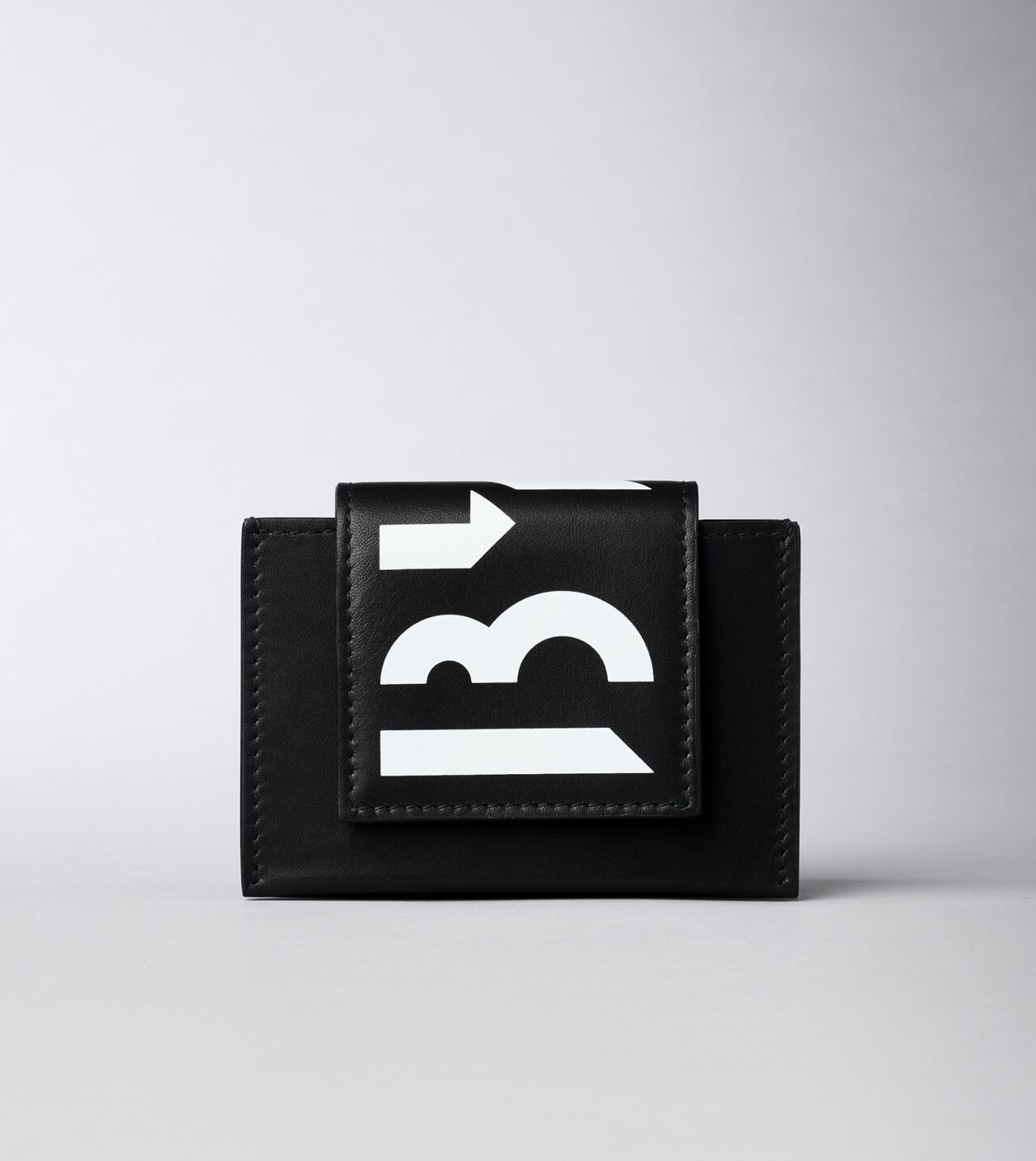 Umbrella Wallet in Black printed Leather