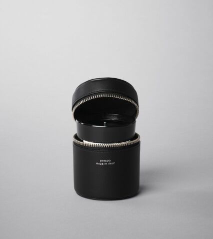 Candle holder in Black leather 70g